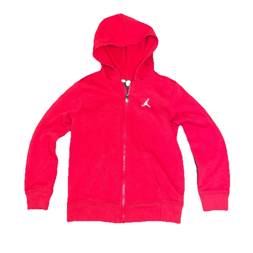 Air Jordan Youth Boys Size Large (6-7 Yrs) Red Full-Zip Fleece Hoodie w/ Pockets